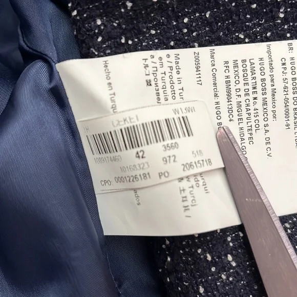 Hugo Boss Klera Tweed Wool Blue Asymmetrical Blazer Coat - Picture 6 of 9